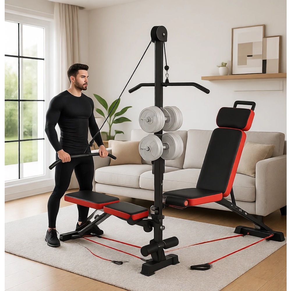 Home Gym Weight - Panca Multifunzionale con Sistema a Pulegge